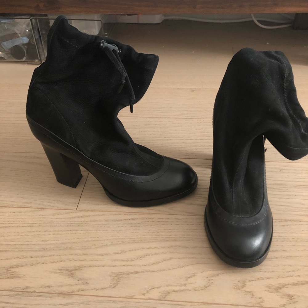 Rag and bone black leather and suede slouchy boots